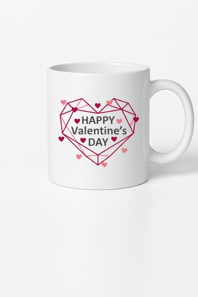 Valentijnsdag Mok met Geometrisch Hart Design - Happy Valentine's Day Koffiemok Cadeau