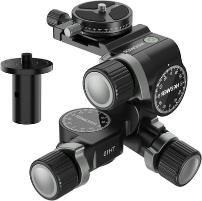 3-Weg Gevoede Statiefkop met 360° Panoramisch Arca QR Plaat, Microverstelling en Aluminium Legering voor Professionele Fotografie