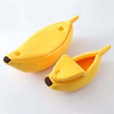 Chenil banane créatif Chenil chaud pour animaux de compagnie Chenil fermé pour chat Chenil pour chien Chenil pour chat en forme de banane Animal de compagnie chien M jaune