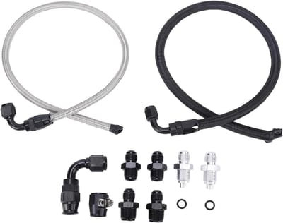 25-Inch Power Steering Pomp Slang Kit Vervanging voor C10 LS Ombouw - Roestvrij Staal Gevlochten - Verbinding Type 2 - Drukbestendig - Auto Onderdeel - Installatie - Duurzaamheid