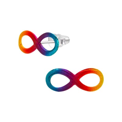 WeLoveSilver - Zilveren oorbellen infinity - regenboogkleuren - 5.5 mm