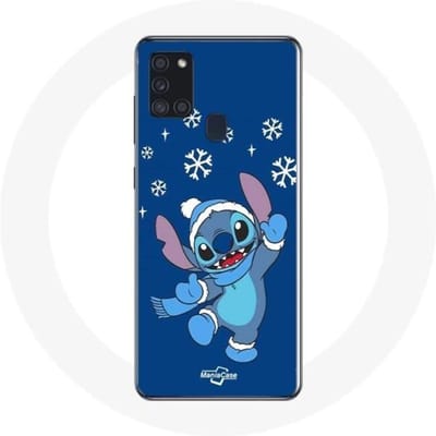 Hoesje - Maniacase - Samsung Galaxy A21S - Stitch kerstsneeuw - Flexibel - Blauw blauw
