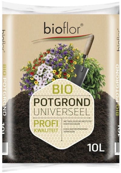 Universele Potgrond BIO 10 liter - Bioflor - Bemesting en bestrijding - Moestuin