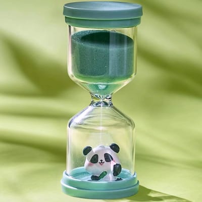 kunststof zandloper 30 minuten, kleurrijke zandloper voor kinderen met panda in macaron-groen, tijdmanagement, half uur, tijdtimer voor het leven van kinderen, leren, keuken, speeltiming