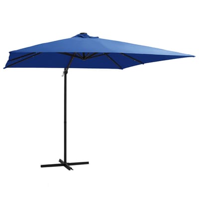 vidaXL - Zweefparasol - met - LED - en - stalen - paal - 250x250 - cm - azuurblauw