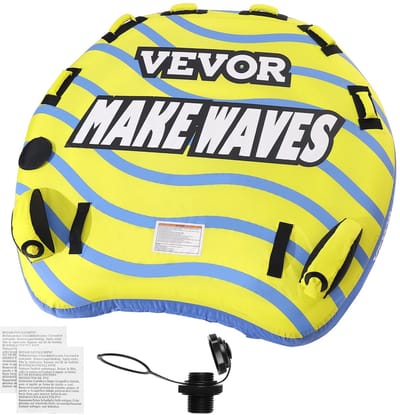 LabelOne Funtube - Watersport - Sleepband - 1-3 personen - opblaasbaar - handgrepen bumpervinnen - 158x166.2x36.5cm - geel/blauw