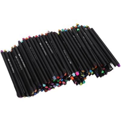100pcs Stylos Pointe Fine Pigments Solubles à l'Eau Écriture Brillante Couleur Vive Éclatante DIY Fabrication Fineliner black