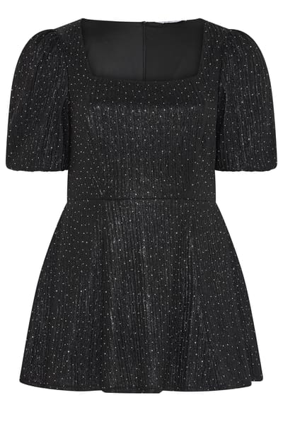 Yours London Zwarte Peplumtop Met Metallic Studs Size 40