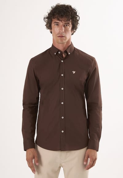 Felix Hardy Overhemd - Overhemden - 97% Katoen Heren Bruin - M