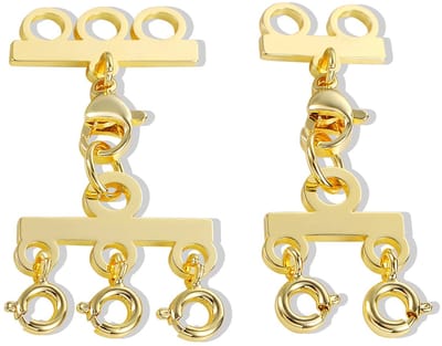 2 stuks, 14 karaat goud, 2,3 strengen, gelaagde armbanden, halskettingsverbinders, meerstrengige sieradenkettingsluiting, doe-het-zelf meerdere strengen halskettingssluitingen