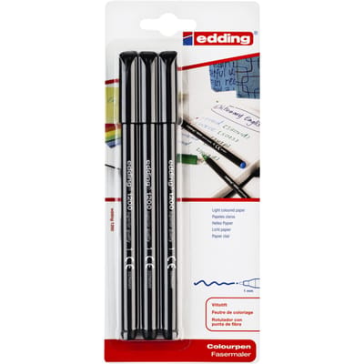 Edding 1200 fineliner (viltstift) 1mm, zwart, 3 stuks in blisterverpakking