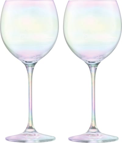 L.S.A. - Polka Wijn Glas 400ml Set van 4 Stuks Assorti - Transparant