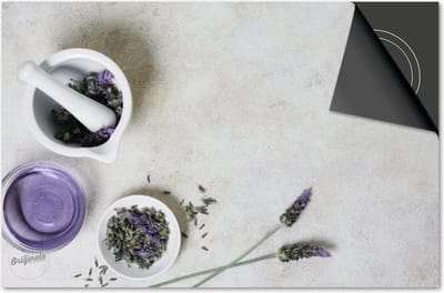 Inductie beschermer 60x60 - afdekplaat inductie mat - Dietrix Kookplaat beschermer - Exclusief - Bloemen en Planten - Lavendel Flatlay