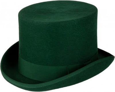 KIMU® Luxe Hoge Hoed Groen - Hoog Model - Maat 61 - 100% Wol - Heren Man - Wolvilt Tophat Themafeest Bos Natuur Festival