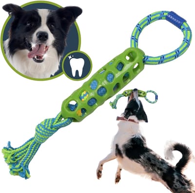 TREKSPEELTJE voor honden met rubberen net 40 cm, Speeltje OM TE APPORTEREN, TREKKEN, Katoenen touw