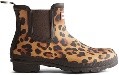 Hunter - Women's Original Chelsea Leopard Boots Leopard Print/Chocolate Brown - Maat 38