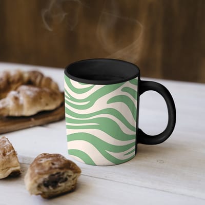 Magische Mok - Foto op Warmte Mokken - Koffiemok - Zebrapatroon - Groen - Retro - Magic Mok - Beker - 350 ML - Theemok
