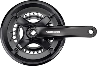 Shimano FC-TY501-2 Crankstel 46/30T 2x7/8-speed – Vierkante As, Zwart, voor MTB en Trekkingfiets