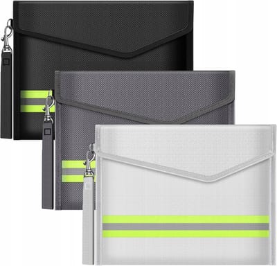 Set van 3 brand- en waterdichte documententassen, 20x14cm