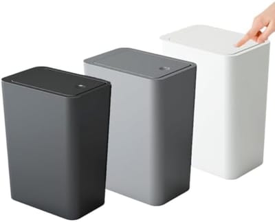 PromoHome Vuilnisbad Badkamer 3 stuks - Smal Afvalemmer 10L Met Deksel - Geurloos voor Keuken, Kantoor, Woonkamer, WC