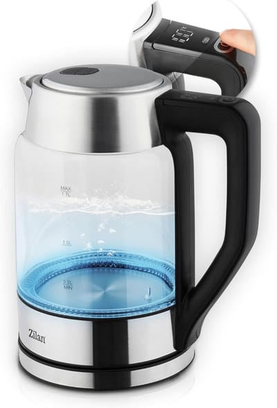 Digitale Glazen Waterkoker - Themometer Waterkoker - Thee Zetten - Instelbare Temperatuur - 17 Liter - Grijs