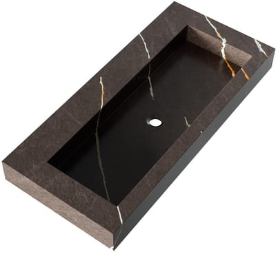 Brauer Coral Wastafel - 100 cm - met 1 Spoelbak en 0 Kraangaten - Marmerlook Copper Brown