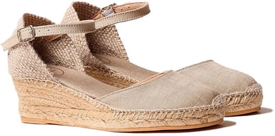 Espadrilles met middelhoge sleehak en striksluiting voor dames | ROMINA