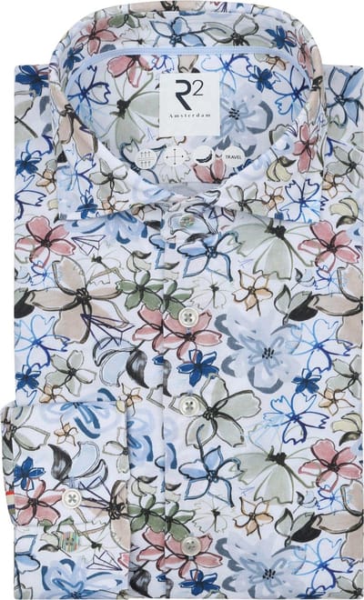 R2 Overhemd Sorona Flower Print Multicolour - Maat 40 - Heren - Overhemden Formeel
