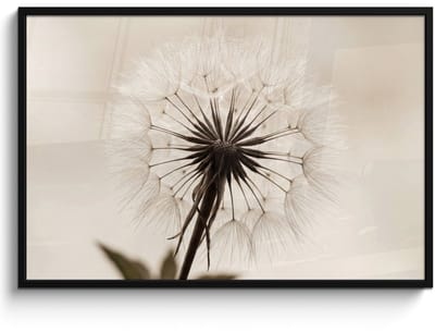 Poster in lijst - Fotolijst 120x80 cm - Posters - Paardenbloem - Minimalistisch - Wit - Posterlijst zwart - Decoratie - Wanddecoratie woonkamer - Muurdecoratie slaapkamer