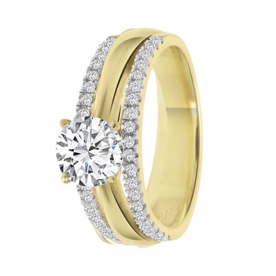 Lucardi Dames ring met zirkonia - Ring - Cadeau - Goudkleurig