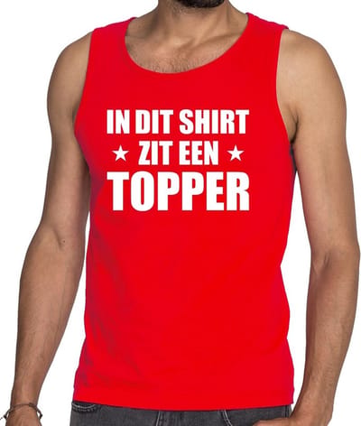 In dit shirt zit een Topper tekst tanktop/mouwloos shirt rood voor heren - heren Toppers shirts S