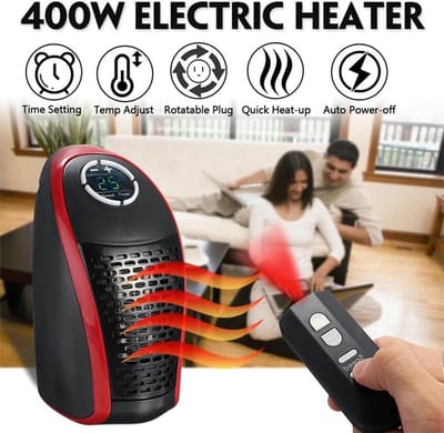 Borvat® Elektrische Plug-in Kachel - 400W - Draagbare Ventilator Verwarming - Ruimtebesparend Design