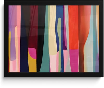 Poster in lijst - Fotolijst 40x30 cm - Posters - Kleurbanen - Verticaal - Kleurrijk - Posterlijst zwart - Decoratie - Wanddecoratie woonkamer - Muurdecoratie slaapkamer