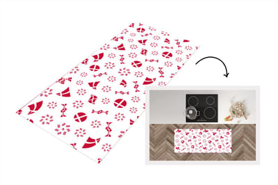 Keukenloper - Loper keuken - Denemarken - Patronen - Rood - 120x50 cm - Keukenloper vinyl