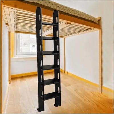 Stapelbedladder Hout - Houten Bedladder - Veilig Klimmen - Extra Brede Treden - 165 cm - Zwart