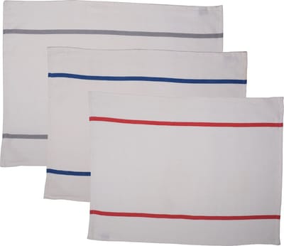 Herringbone Stripe Keukenhanddoek blauw+grijs+rood 50x70cm (set of 3)