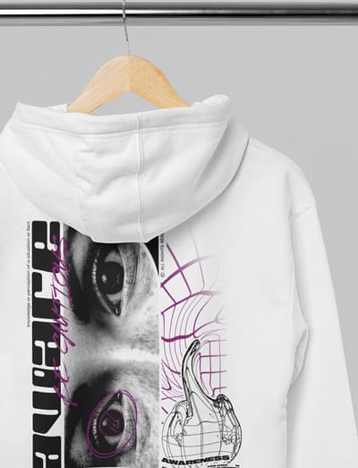 Hoodie - Be aware - Wurban Wear | Grappige Hoodie | Merk kleding | Unisex hoodie | Techno outfit | Trui | Oversized hoodie | Gym hoodie | Pump cover | Wit
