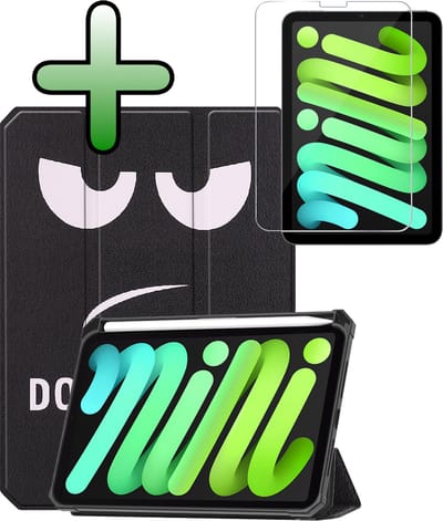 Hoesje Geschikt voor Apple iPad Mini 7 (2024) - 8.3 inch - 7e Generatie - Met Screenprotector - Trifold Bookcase - Hard Cover Case - Met Uitsparing Geschikt voor Apple Pencil - Hardcover Book - Tablet Hoes - Don't Touch Me