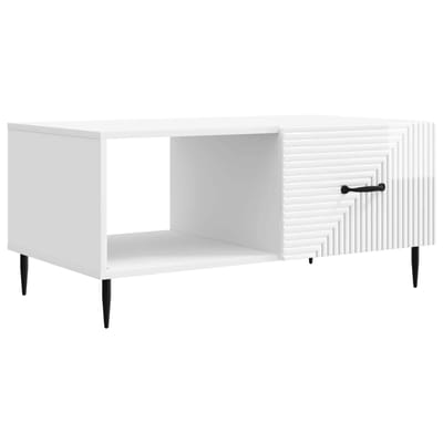 vidaXL - Salontafel - Hoogglans - Wit - 90 - x - 50 - x - 40 - cm - Bewerkt - hout