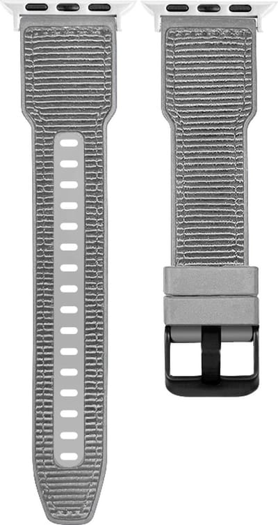 Hybride nylon-siliconen bandje - geschikt voor Apple Watch 1/2/3/4/5/6/7/8/9/10/11/ SE (1,2,3) met maat 38 mm / 40 mm / 41 mm en 42 mm (Watch 10/11) - grijs