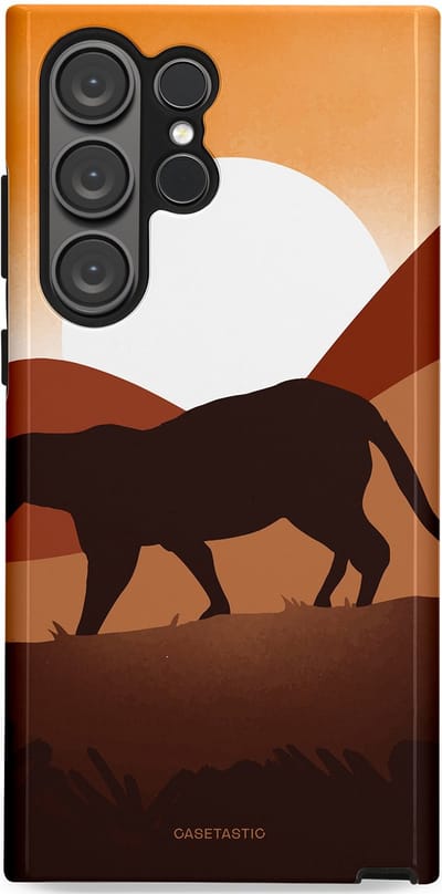 Casetastic Hoesje Geschikt voor Samsung S23 Ultra - Stijlvolle Beschermende Duo-layer Case - Zonsondergang Safari