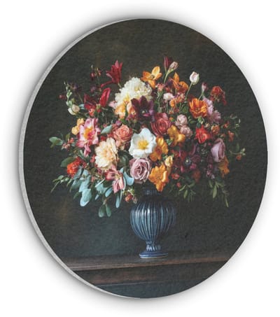 Akoestisch wandpaneel rond 50x50 cm - Vilt schilderij Groot - Bloemen - Vaas - Boeket - Ronde akoestische panelen - Geluidsdempende wanddecoratie - Geluidsisolatie wandcirkel - Muurdecoratie geluidspanelen
