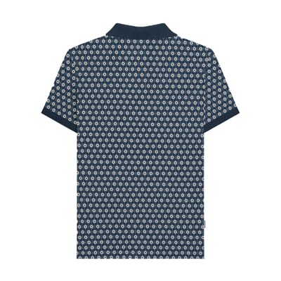 Lambretta Heren Roundel Geometrisch Polo Shirt (Marineblauw/Zilver)