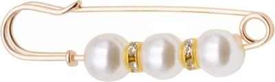 Fako Bijoux® - Sierspeld - Sjaalspeld - Vestsluiting - Vestspeld - Parels & Strass - 65mm - Parelmoer Wit