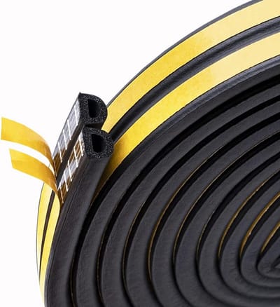 Window Draught Strip Self Adhesive Weather Strip Cold Draft Sealing Foam Tape Anti-Collision Soundproof Waterproof Dustproof (Black Tatol 10m)
