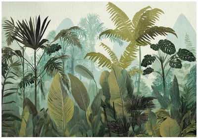WALLARENA - Fotobehang - 150x105 cm - Jungle thema met tropische bladeren voor slaapkamer en woonkamer