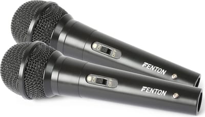Karaoke microfoon - Fenton DM100 - Set van twee karaoke microfoons - Ook perfect voor DJ's - Zwart