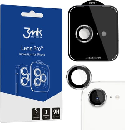 Zilveren getemperd glas voor cameralens voor Apple iPhone SE4/16E - 3mk Lens Protection Pro