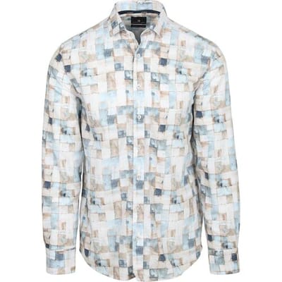 State Of Art Overhemd Print Blauw - Maat XXL - Heren - Overhemden Casual