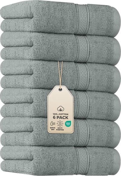 PromoHome 6-delig Premium Handdoeken Set - 100% Ringgesponnen Katoen - Ultra Zacht en Zeer Absorberend- 41 x 71 cm - Koel Grijs